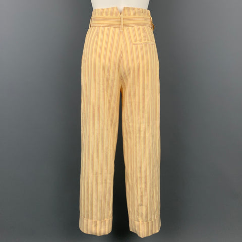VIVIENNE WESTWOOD Spring 1995 Yellow Red Linen / Cotton Size Vest Pant Suit Set