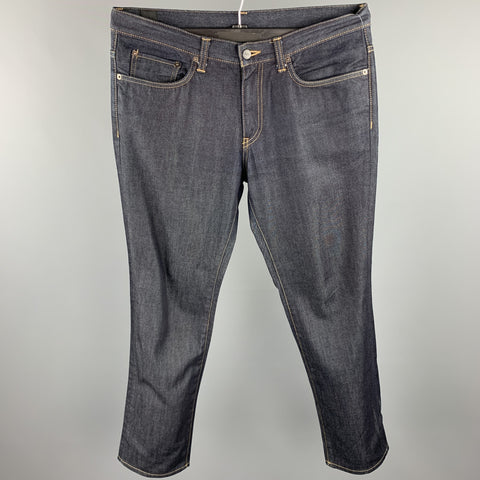 EDIFICE Taille 34 Indigo Contrast Stitch Denim Zip Fly Jeans