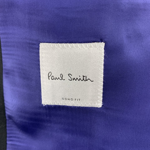PAUL SMITH Size 42 Black Wool Blend Flower Embroidered Lapel Blazer