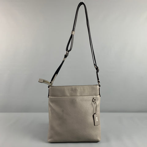COACH Grey Black Pebble Grain Leather Cross Body Bag
