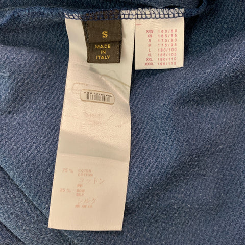 LOUIS VUITTON Size S Blue Grey Cotton Silk Crew-Neck T-shirt