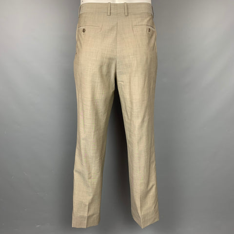 JOHN VARVATOS Size 42 Oatmeal Heather Wool / Mohair Notch Lapel Suit