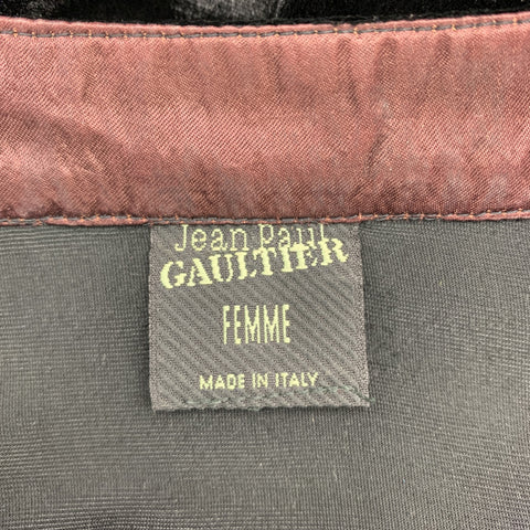 JEAN PAUL GAULTIER Size 10 Black Silk Blend Velour Band Collar Dress Top