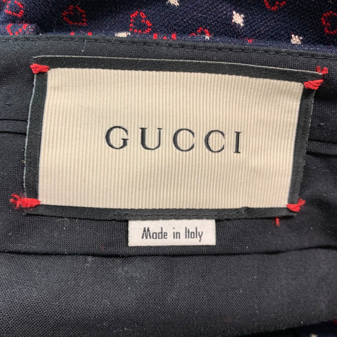 GUCCI Size 0 Navy Red Cotton Heart Narrow Leg Casual Pants