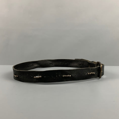 VINTAGE Taille 34 Ceinture en cuir clouté argent noir