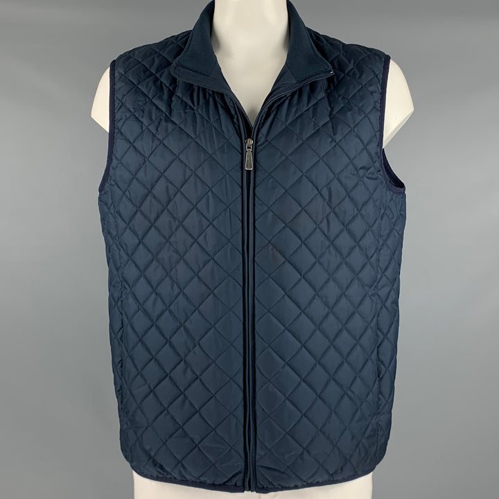 BROOKS BROTHERS Chaleco con cremallera de poliéster acolchado azul marino talla XL