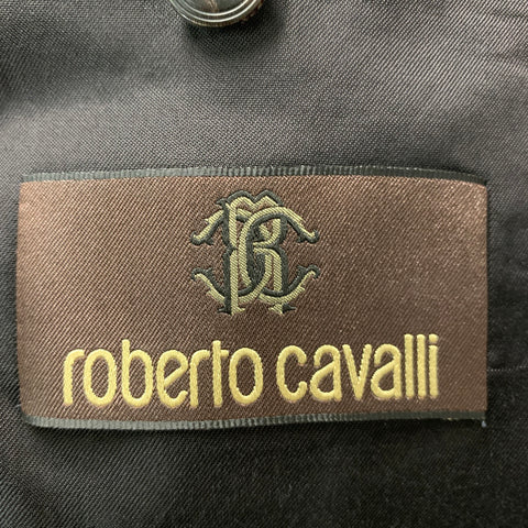 ROBERTO CAVALLI Size 40 Black Grey Snake Wool Silk Peak Lapel Sport Coat
