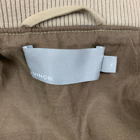 VINCE Chaqueta con cremallera de poliéster y algodón caqui talla S