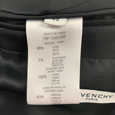GIVENCHY Size 42 Black Wool  Notch Lapel Suit