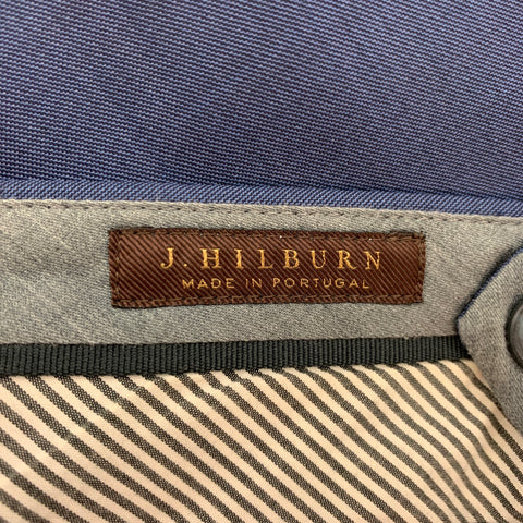 J. HILBURN Size 34 Blue Wool Flat Front Dress Pants