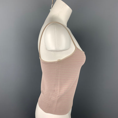 GIORGIO ARMANI Talla 4 Top camisola de viscosa a rayas texturizadas gris y rosa