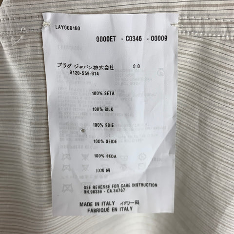 PRADA Talla S Camisa de manga larga con botones de seda a rayas beige