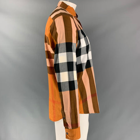 BURBERRY BRIT Size L Beige Multicolour Plaid Cotton Long Sleeve Shirt