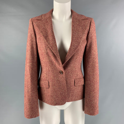 PIAZZA SEMPIONE Talla 6 Blazer de lana y lycra color crema burdeos