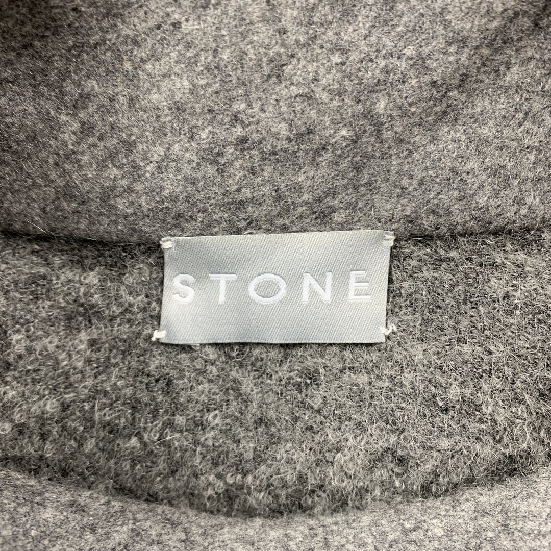 STONE Jersey gris con cuello alto y broches laterales de lana texturizada talla L