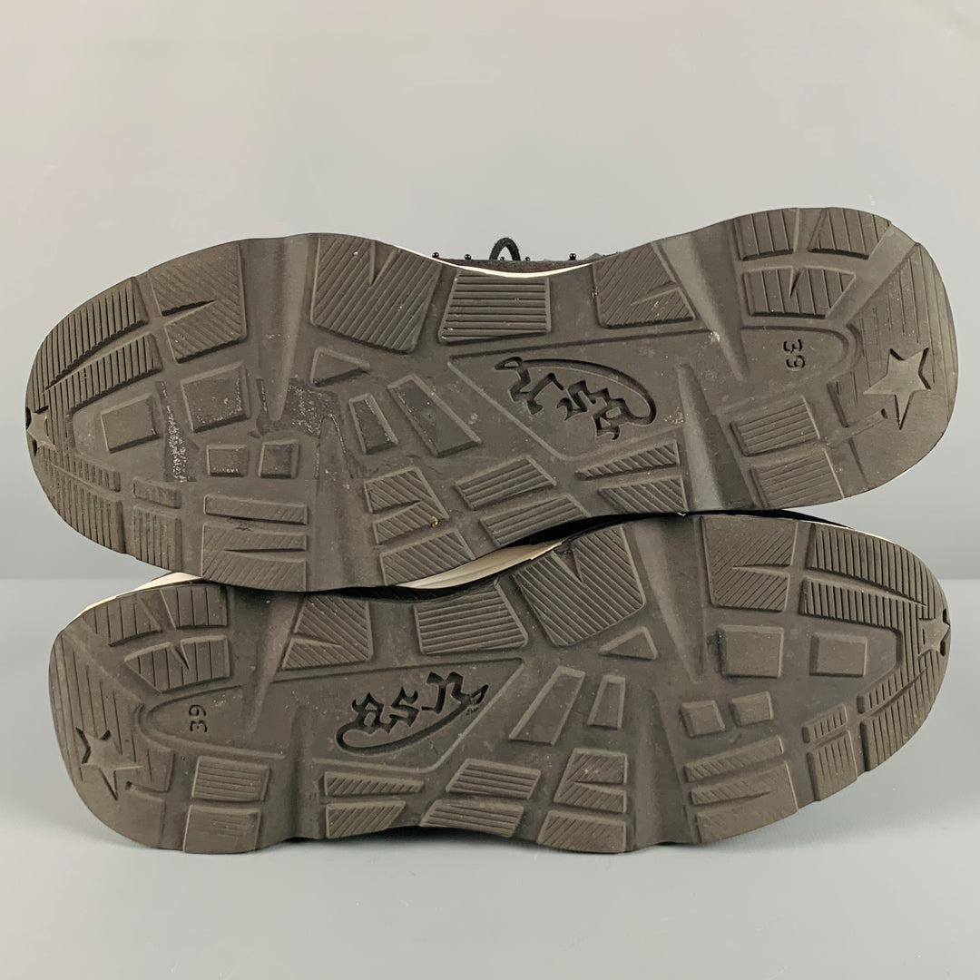 ASH Size 9 Black White Nylon Slip On Sneakers