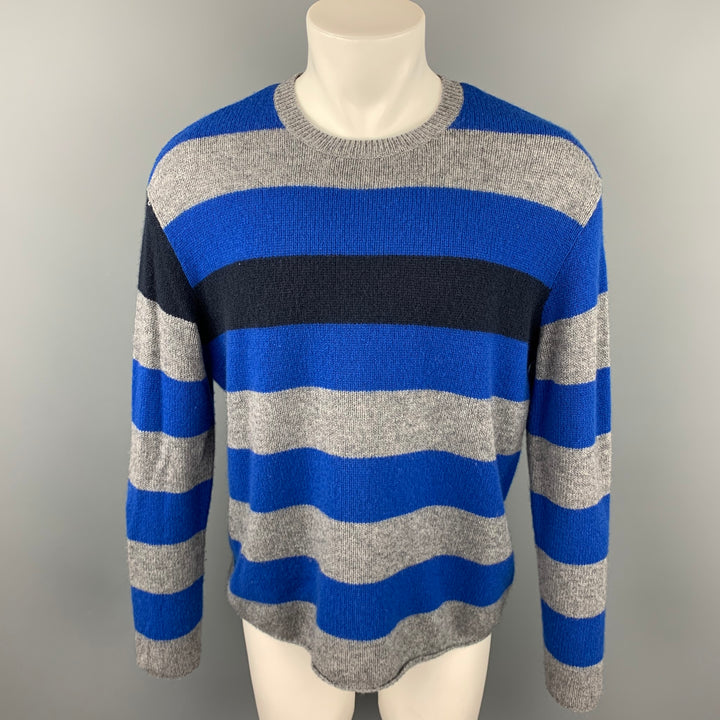 MARNI for H&M Size S Blue & Grey Stripe Cashmere Crew-Neck Sweater