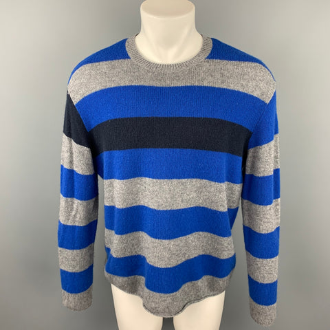 MARNI for H&M Size S Blue & Grey Stripe Cashmere Crew-Neck Sweater