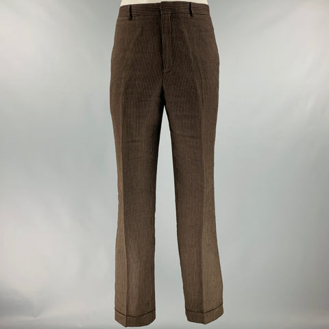 RALPH LAUREN Size 42 Long Brown Stripe Wool Notch Lapel Suit