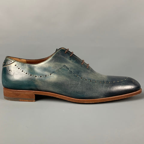 FRATELLI ROSSETTI Size 9.5 Green Antique Leather Lace Up Shoes