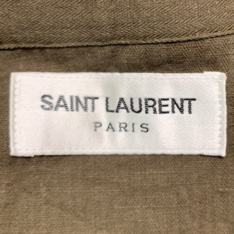 SAINT LAURENT Size 4 Green Gold Embroidered Short Sleeve Casual Top