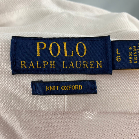 RALPH LAUREN Size L White Solid Cotton Button Up Long Sleeve Shirt