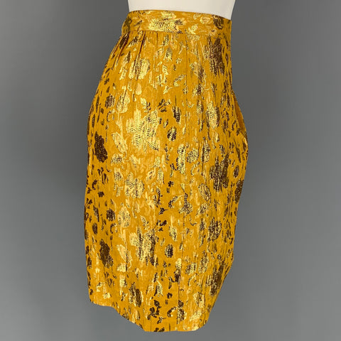 3.1 PHILLIP LIM Size 4 Gold Metallic Lurex / Silk Mini Skirt