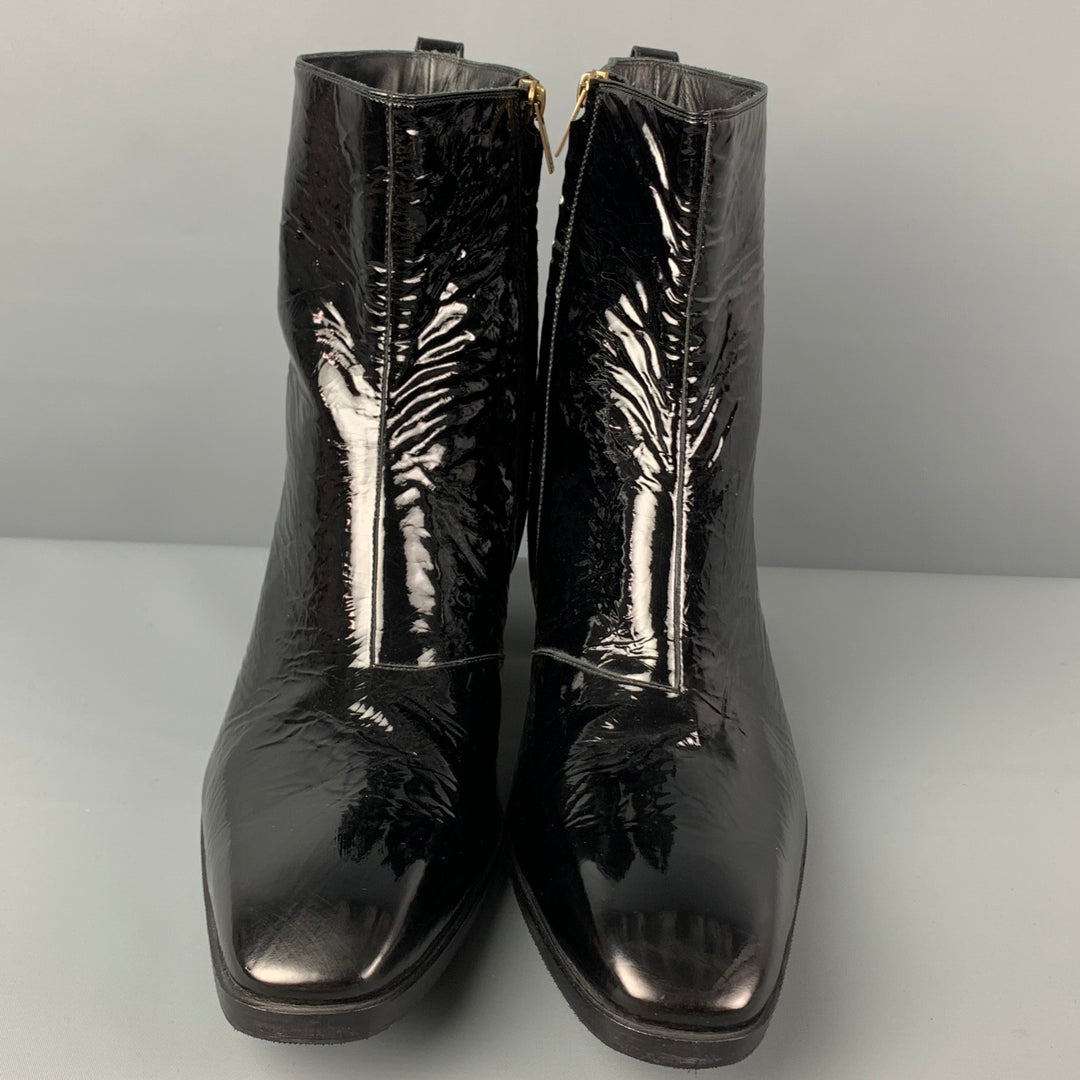 YVES SAINT LAURENT Size 13 Black Patent Leather Johnny Boots