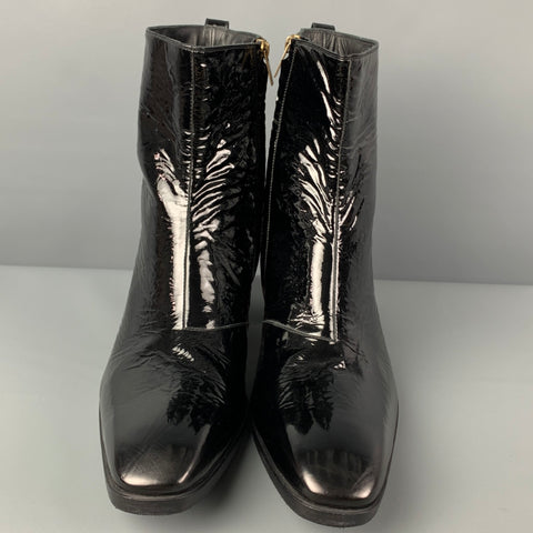YVES SAINT LAURENT Size 13 Black Patent Leather Johnny Boots
