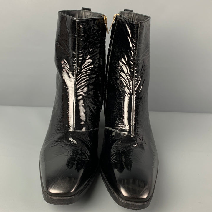 YVES SAINT LAURENT Size 13 Black Patent Leather Johnny Boots