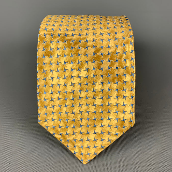 KITON Yellow Blue Stars Silk Tie