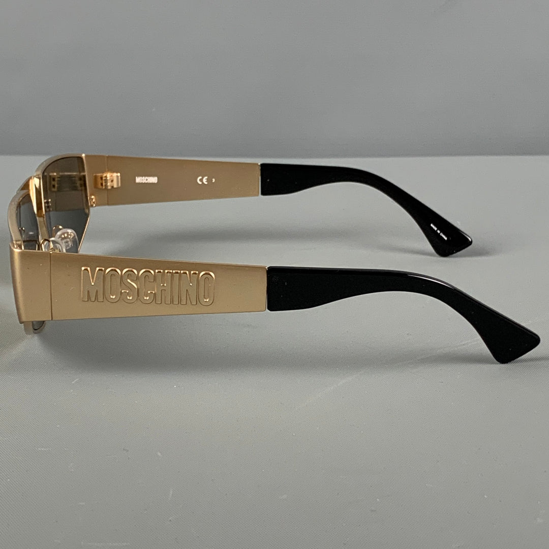 Gafas de sol rectangulares de metal negro dorado MOSCHINO