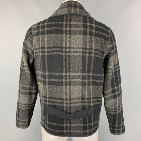 RRL by RALPH LAUREN Size M Black & Grey Plaid Wool Snaps Jacket