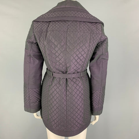 BURBERRY LONDON Size 12 Purple Polyester Quilted Zip & Snaps Coat