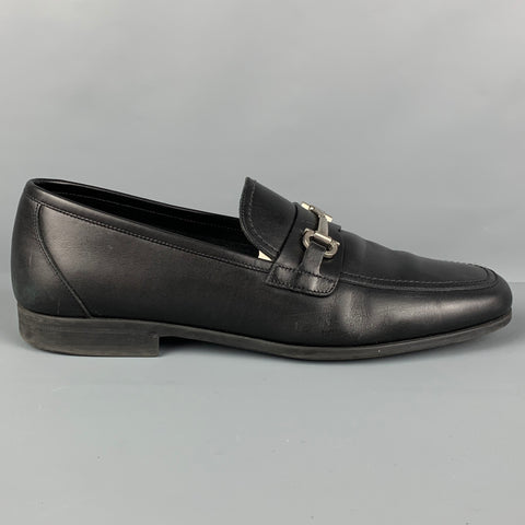 SALVATORE FERRAGAMO Size 12 Black Leather Horsebit Loafers