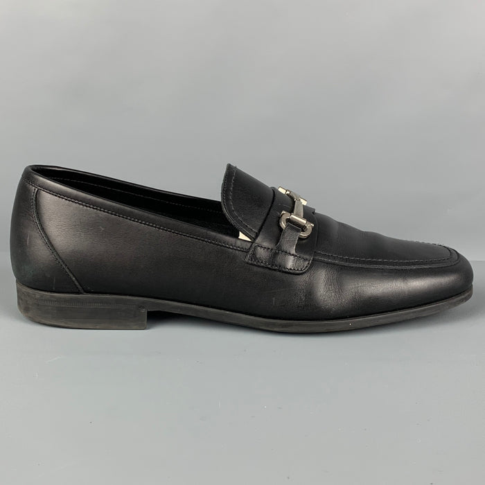 SALVATORE FERRAGAMO Size 12 Black Leather Horsebit Loafers
