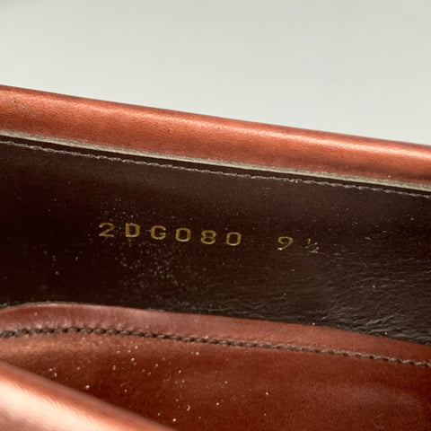 PRADA Size 10.5 Brown Perforated Leather Wingtip Slip On Loafers