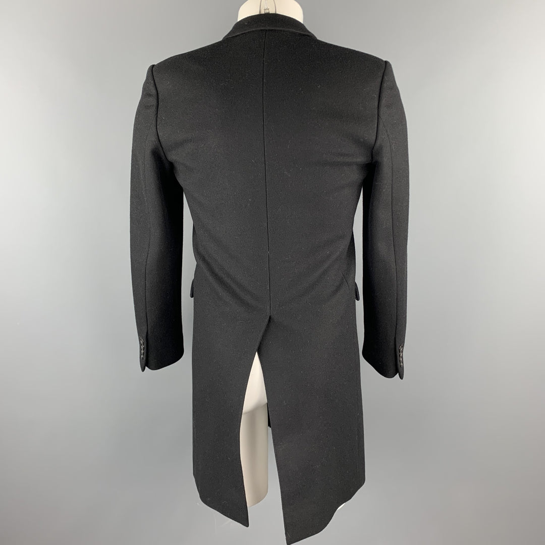 DIOR HOMME Taille 36 Manteau à revers en laine / polyamide noir et gris