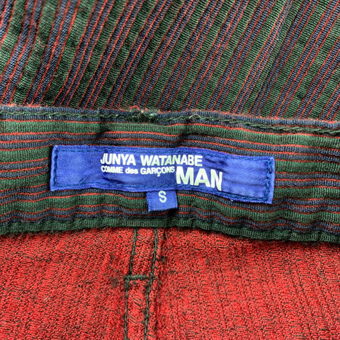 JUNYA WATANABE Size S Red & Black Textured Wool Zip Fly Casual Pants