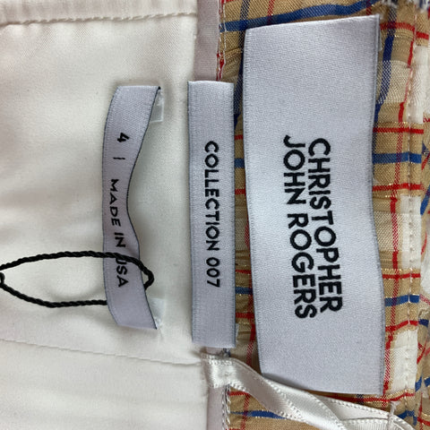 CHRISTOPHER JOHN ROGERS 2007 Vestido midi de fresa de seersucker sin tirantes de mezcla de viscosa multicolor talla 4