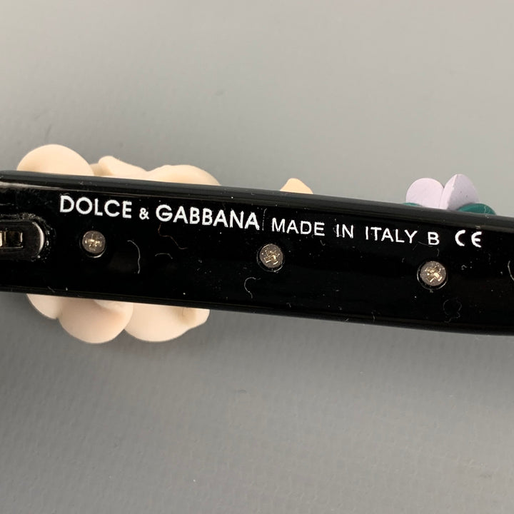 DOLCE &amp; GABBANA Lunettes de soleil noires en acétate floral multicolore