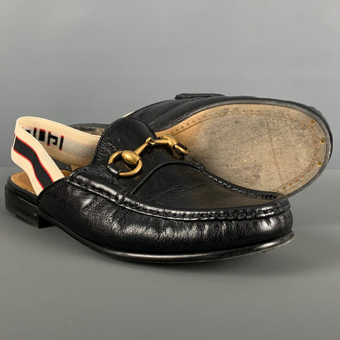GUCCI Size 6 Black Solid Leather  Loafers