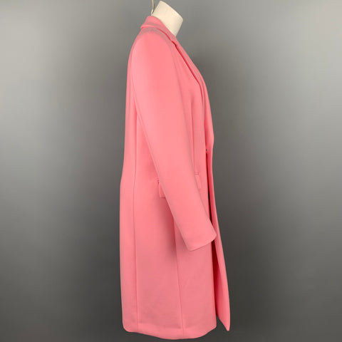 MSGM Size 8 Pink Polyester / Wool Notch Lapel Double Breasted Coat