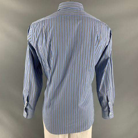 POLO by RALPH LAUREN Size L Blue &  Black Stripe Cotton Long Sleeve Shirt