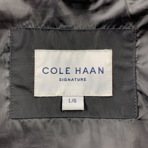 COLE HAAN L Black Polyester Zip & Snaps Jacket