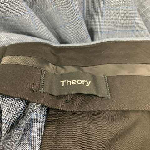 THEORY Size 42 Blue Grey Glenplaid Wool Notch Lapel Suit