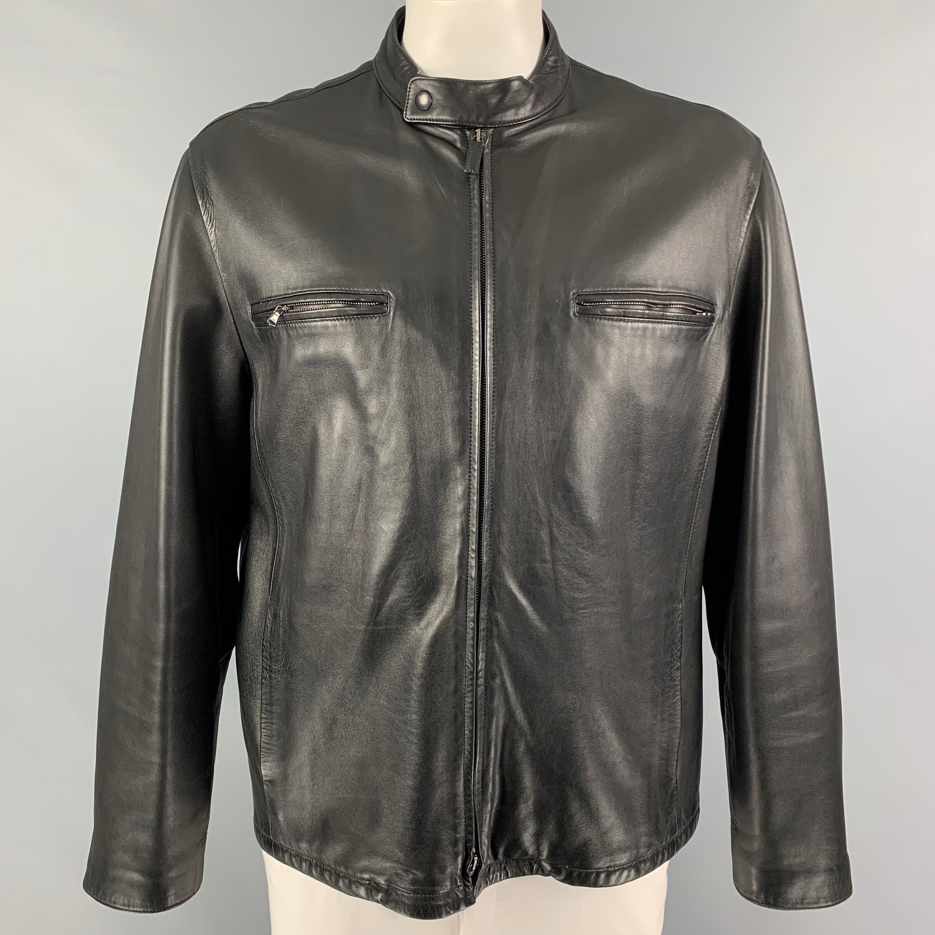 RALPH LAUREN Purple Label Size XL Size 44 Black Lambskin Bomber