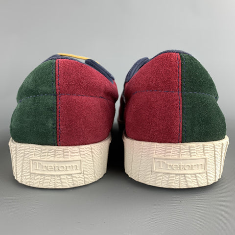 TRETORN Size 11 Burgundy & Green Color Block Suede Sneakers