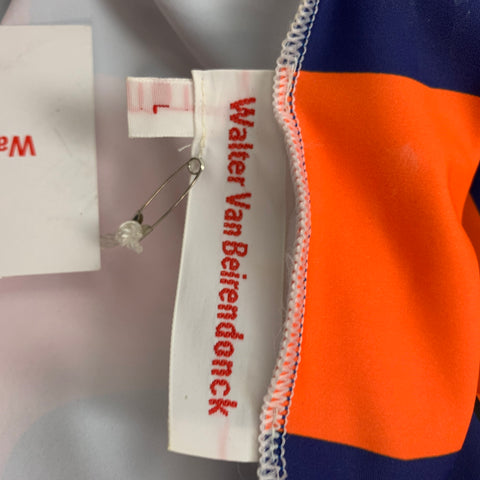 WALTER VAN BEIRENDONCK SS19 Size L Blue Graphic Nylon Jersey Bike Top