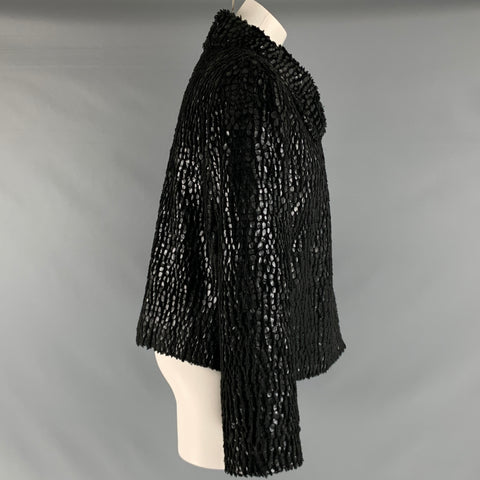 EMPORIO ARMANI Size 8 Black Polyester Textured Jacket